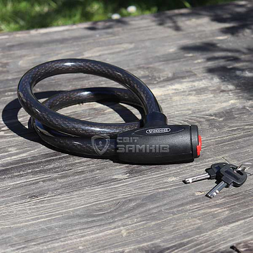 Замок для велосипеда TOKOZ Moto Black з тросом 100см 2 ключа - Фото №9