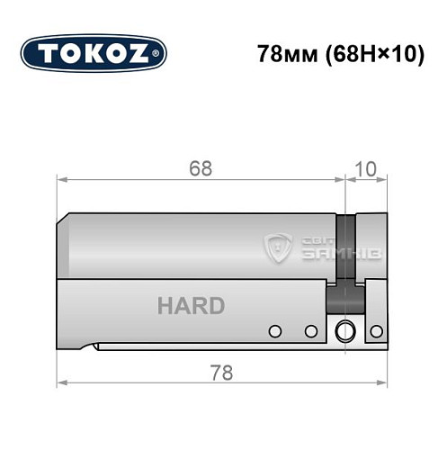 Циліндр половинка TOKOZ Pro400 78 (68H*10) (H - гартована сторона) нікель матовий - Фото №8