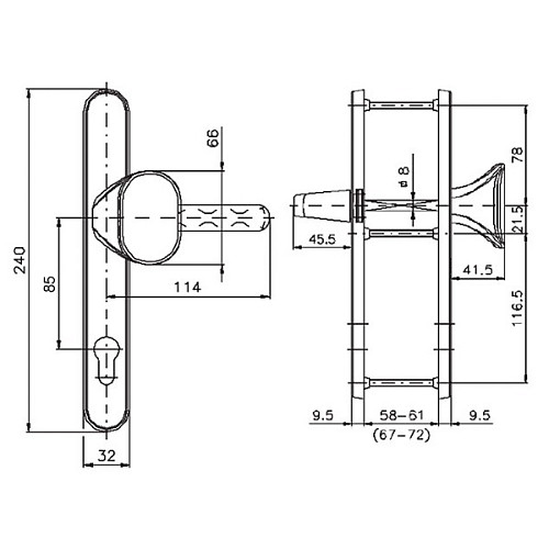 Ручки на планке ROSTEX Profile Z 85мм (57-62мм) фиксированная-нажимная хром полированный - Фото №7