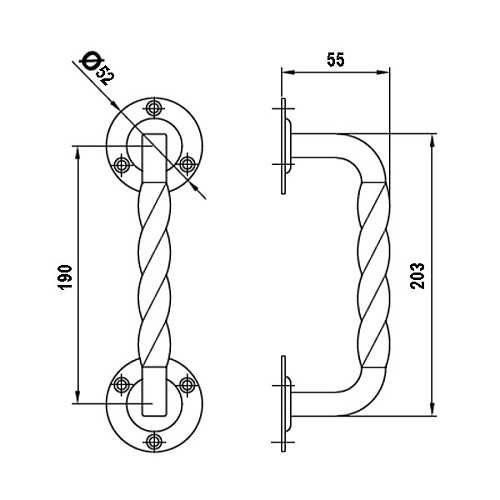 Ручка скоба AMIG мод.103 190x56 мм (половинка) чорна - Фото №2