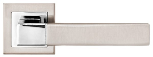 Ручки на розеті MVM/Linde A-2004 (T7-E8) SN/CP матовий нікель/полірований хром - Фото №3