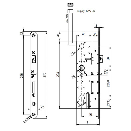 Электромеханический замок BERA SZVRS90 (BS55*90мм) - Фото №7
