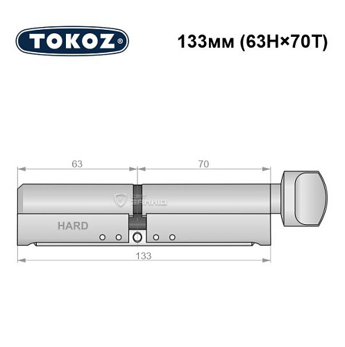 Циліндр TOKOZ Pro400 133T (63H*70T) (H - гартована сторона) нікель матовий - Фото №8