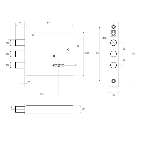 Механізм замка SHERLOCK 04.02-S (BS79мм) 5 ключів - Фото №5