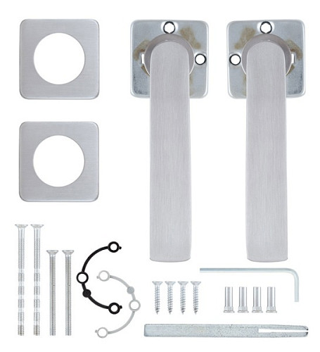 Ручки на розеті ROSTEX Bologna H50 нержавіюча сталь матова - Фото №4