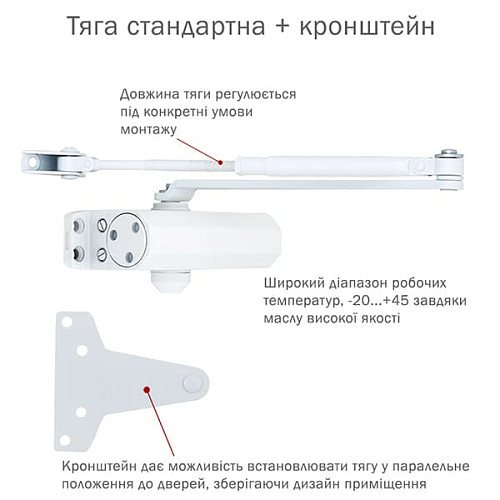 Доводчик RYOBI 8803 UNIV до 65кг FIRE Белый - Фото №5