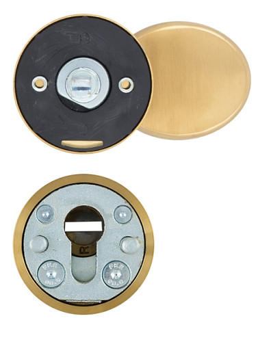 Ручки на розеті з протектором ROSTEX Rotondum фіксована-натискна нержавіюча сталь матова титан PVD - Фото №2