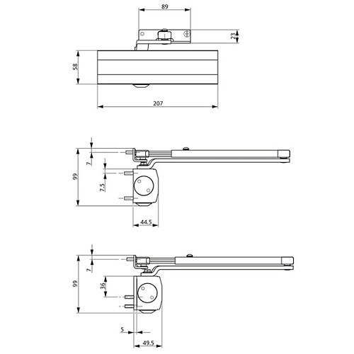 Дотягувач GU ОТS 210 SLD HO з фіксацією до 60кг Коричневий - Фото №3