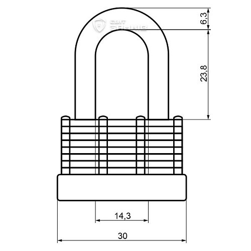 Замок навесной HORST HR-LS-30E (3 ключа) - Фото №4