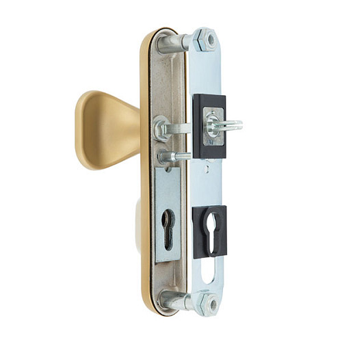 Ручки на планке с протектором ROSTEX Decor R 85мм (40-45мм) фиксированная-нажимная титан PVD сатин - Фото №5