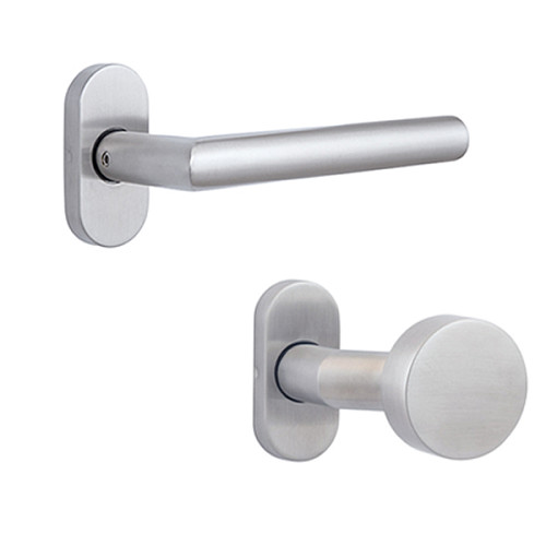 Ручки на розеті з накладками на серцевину ROSTEX Vigo-Tablet ES32 нержавіюча сталь матова - Фото №2