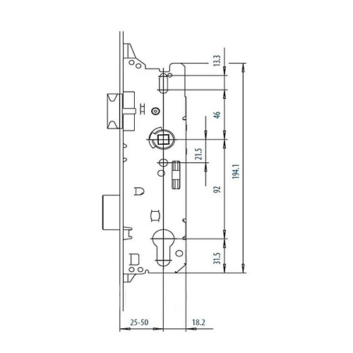 Механізм замка FUHR 856 заскочка 45*92 мм рейка 2170 мм з ригелем - Фото №6