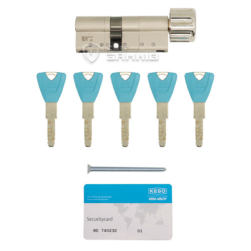 Циліндр KESO 8000 95T (50*45T) нікель сатин 5 ключа - Фото №8