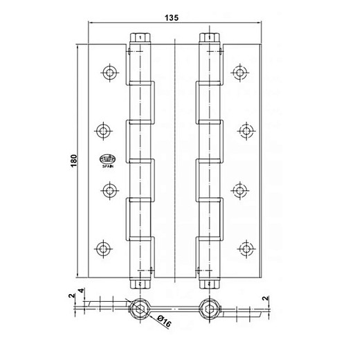 Завіс барний AMIG мод.3033 180x135x3 мм нержавіюча сталь - Фото №2