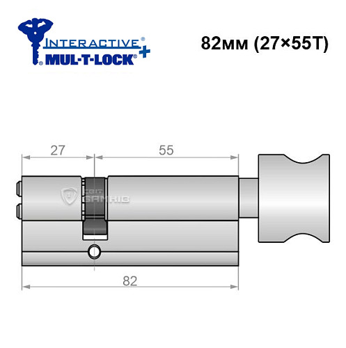 Циліндр MUL-T-LOCK MTL600/Interactive+ 82T (27*55T) нікель сатин - Фото №6
