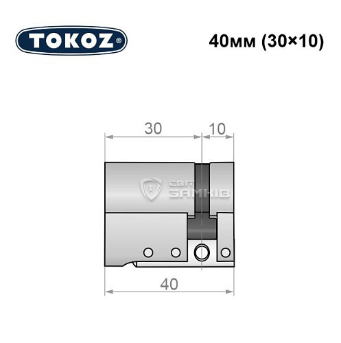 Циліндр половинка TOKOZ Pro300 40 (30*10) нікель матовий - Фото №8