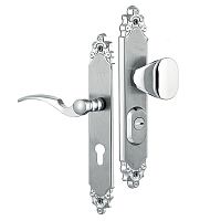 Ручки на планці з протектором ROSTEX Ozdobna R 72мм (40-45мм) фіксована-натискн хром матовий (права)