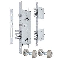 Механизм замка MUL-T-LOCK 415G двухсистемный (BS63 * 85мм) хром комплект + 2 протектора никель сатин