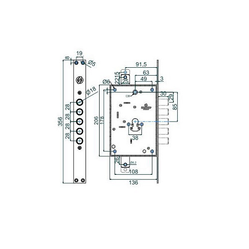 Механизм замка SECUREMME 2663 TT2 (BS65мм) - Фото №4