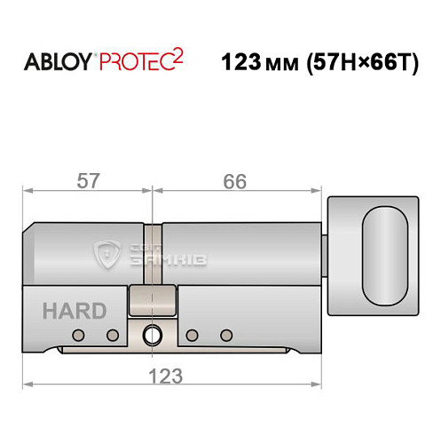 Циліндр ABLOY Protec2 123T (57H*66T) (H - гартована сторона) хром полірований - Фото №5
