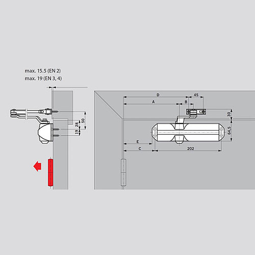 Дотягувач DORMA TS68 EN2/3/4 STD HO стандартна тяга з фіксацією до 80кг Коричневий - Фото №5