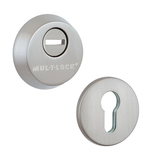 Механизм замка MUL-T-LOCK 415G двухсистемный (BS63 * 85мм) хром комплект + 2 протектора матовый никель - Фото №8