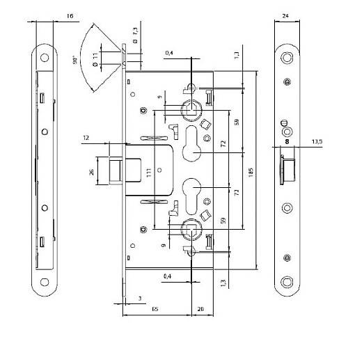 Електромеханічний замок TESA CF6STRSR9ZCE (BS65*72мм) з функцією антипаніки - Фото №7