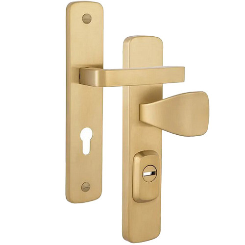 Ручки на планці з протектором ROSTEX Astra R 85мм (38-55мм) фіксована-натискна матовий титан PVD	 - Фото №2