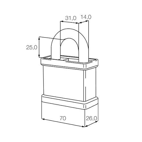 Замок навісний CISA 28050.70 (70 мм, 2 ключа) - Фото №9