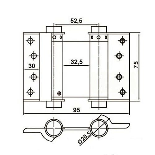 Петля барная MERT 29 75x95 мм (пара) никель - Фото №2