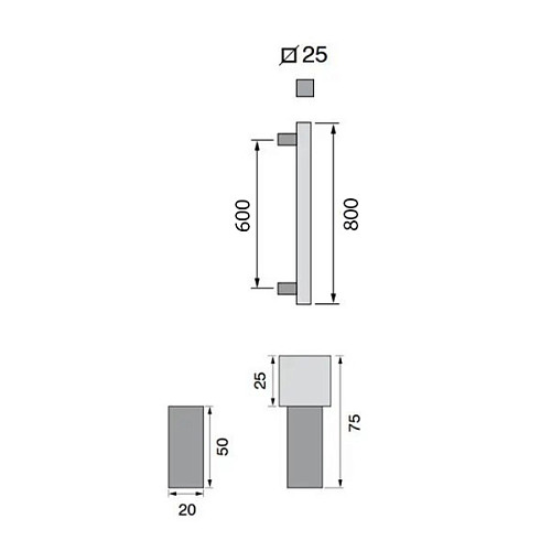 Ручка скоба FIMET 831 800/600 (половинка) нержавіюча сталь  - Фото №2