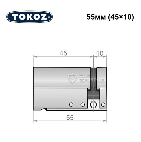 Циліндр половинка TOKOZ Pro300 55 (45*10) нікель матовий - Фото №8
