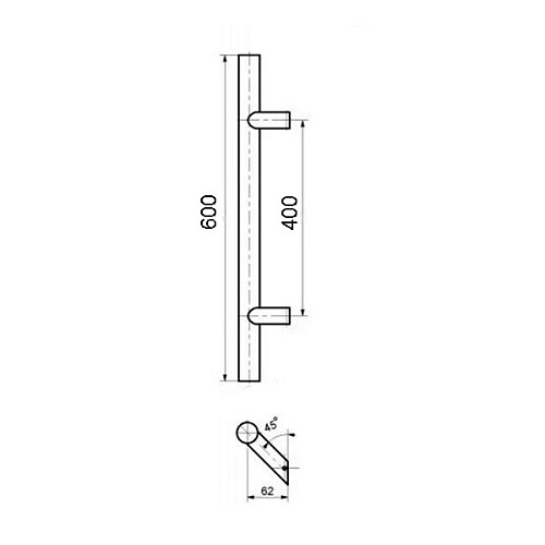 Ручка скоба ZENK METAL Manyas 600/400.45 (зовнішня) нержавіюча сталь - Фото №2