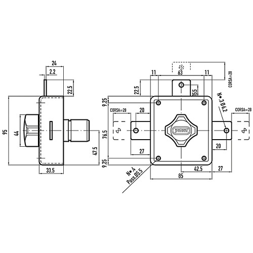 Замок накладний POTENT 1025 (BS42,5мм) 3 ключа - Фото №6