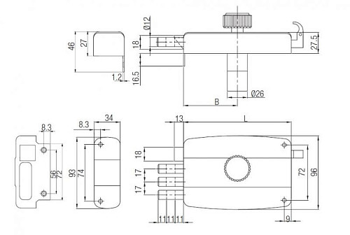 Замок накладний KALE 2001 A 3MT (BS70мм) - Фото №5