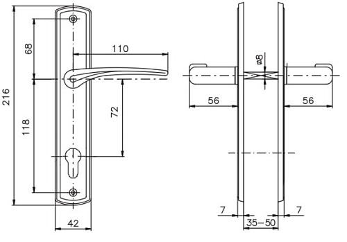 Ручки на планці ROSTEX Kredo 72мм (35-50мм) титан PVD матовий - Фото №4