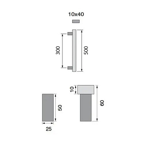 Ручка скоба FIMET 841S 500/300 (половинка) нержавіюча сталь  - Фото №2