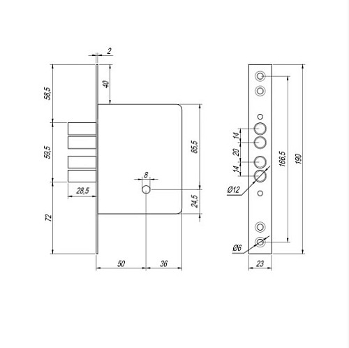 Механизм замка APECS 97-K (BS50мм) G золото - Фото №2
