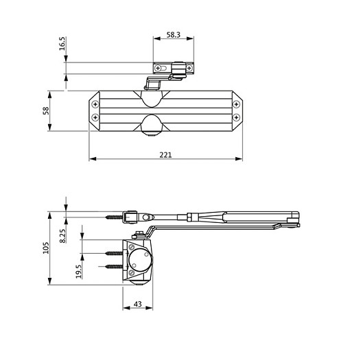 Дотягувач GU ОТS 140 STD HO з фіксацією до 70кг Сірий - Фото №2