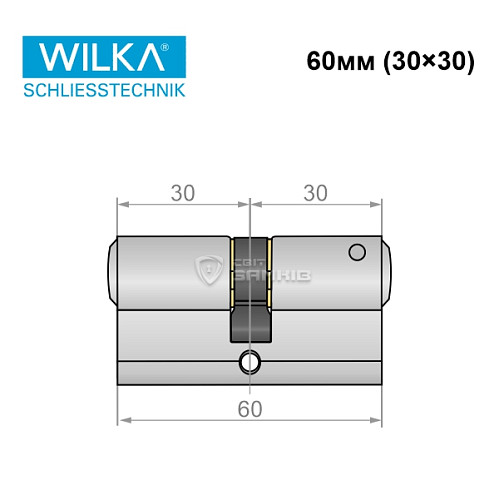 Циліндр WILKA 1400 C Premium 130 60 (30*30) нікель - Фото №7