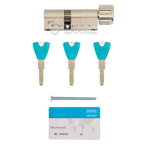 Циліндр KESO 8000 105T (50*55T) нікель сатин 3 ключа - Фото №6