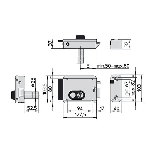 Електромеханічний замок VIRO V97 8973.0712.1 накладний (BS50/60/70/80мм) відкривання назовні правий - Фото №8