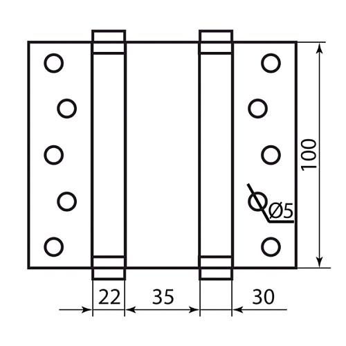 Завіс барний RDA 122*30*35 мм - полірована латунь - Фото №2