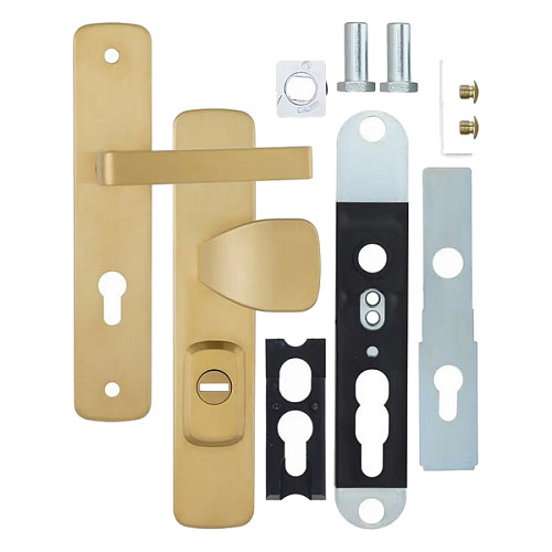 Ручки на планці з протектором ROSTEX Astra R 85мм (38-55мм) фіксована-натискна матовий титан PVD	 - Фото №6