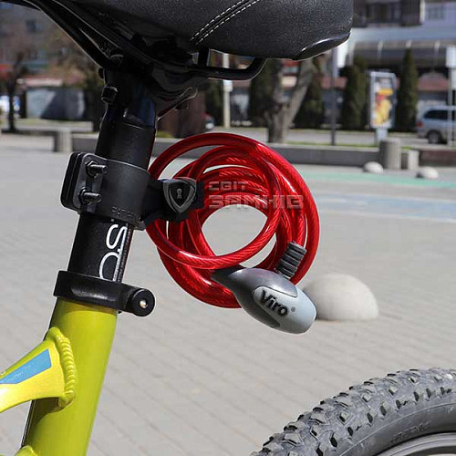 Замок для велосипеда VIRO Moto Hawaii червоний з тросом 180см 2 ключа - Фото №2