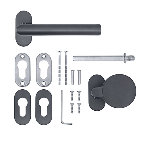 Ручки на розеті ABARO Lido FM фіксована-натискна антрацит - Фото №8