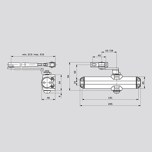 Дотягувач DORMA TS Compakt EN2/3/4 стандартна тяга до 80кг FIRE Чорний - Фото №6