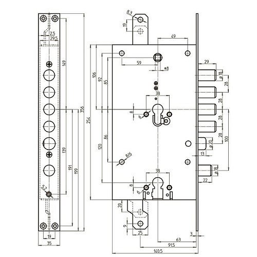 Механізм замка CR DUAL 51 G-01 (BS66*85мм) - Фото №2