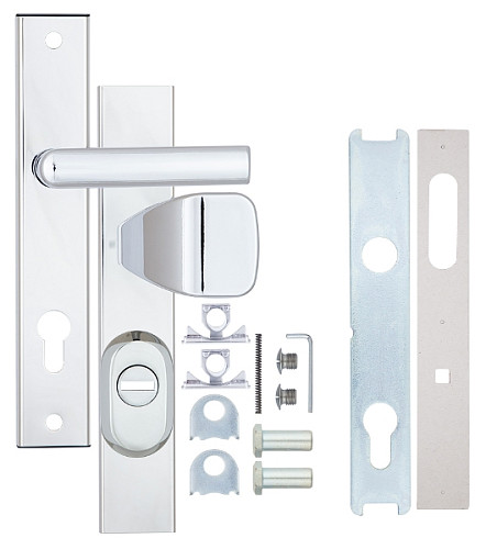 Ручки на планці з протектором ROSTEX R1 R 85мм (38-55мм) фіксована-натискна хром полірований - Фото №6