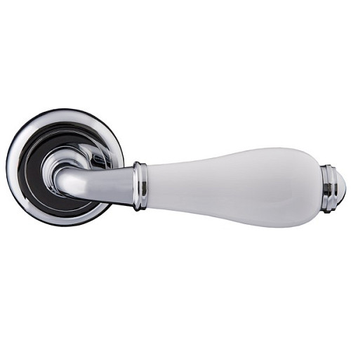 Ручки на розеті GAVROCHE Hydrargyrum HG-Z8 CP/White хром/біла емаль - Фото №2